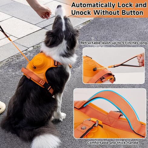 WHDPETS الكلب تسخير، عدم سحب الكلب تسخير والمقود مجموعة، قابل للتعديل لينة مبطن سترة الكلب مع مقبض تحكم سهل للتدريب على المشي لمسافات طويلة، برتقالي، L in Kuwait