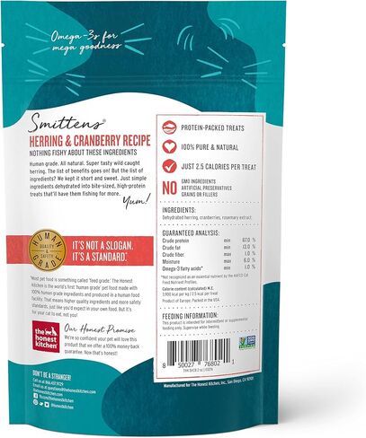 The Honest Kitchen Smittens Bites: Round Herring & Cranberry Cat Treats, 2 Oz Bag in Kuwait