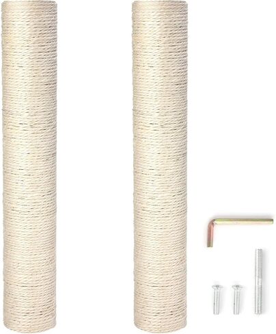 عمود خدش بديل من السيزال الطبيعي من PowerKing، 15.7 بوصة قطعتين M8 Cat Scratch Post Refill أجزاء القطب للتجديد، تتضمن مسامير (أبيض) in Kuwait