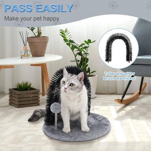 AikoPets عمود خدش للقطط مع قوس للقطط، فرشاة شعر للقطط، أداة تدليك ذاتية للقطط، ألعاب خدش للقطط، لعبة تهذيب الفراء مع كرات تفاعلية للقطط الداخلية - تصميم ذو وجهين in Saudi Arabia