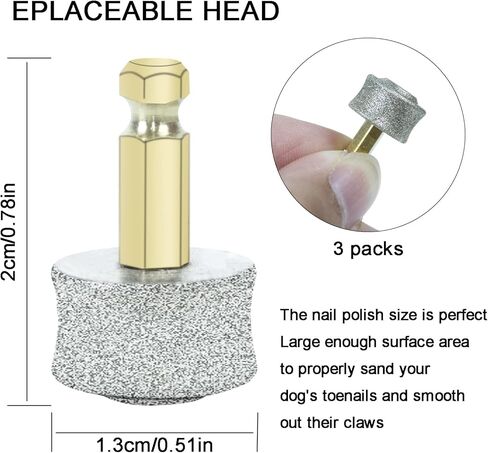 3 Pack Professional Replacement Dog Claw Grinder Bits Replaceable Heads Pet Tip Paws Nail Wheel for Nail Grinder in Kuwait