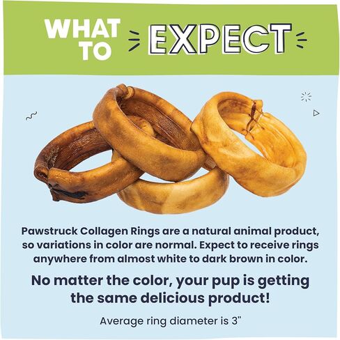 Pawstruck Natural Beef Collagen Rings for Dogs - Vet-Approved Long Lasting Alternative to Traditional Rawhide & Bully Sticks - High Protein Dental Treat w/Glucosamine & Chondroitin - 3 Pack in Kuwait