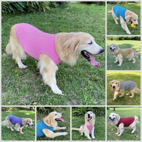 Dog Shirts Cotton Striped T-Shirts, Breathable Basic Vest for Puppy and Cat, Super Soft Stretchable Doggy Tee Tank Top Sleeveless, Fashion & Cute Color for Boys and Girls (XXL, Pink+Green) in Saudi Arabia