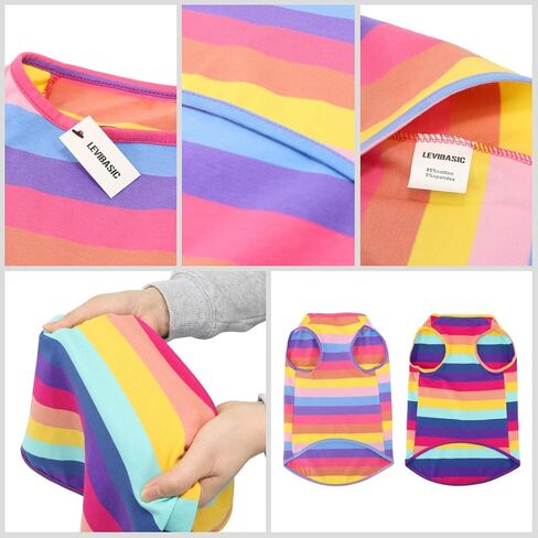 Dog Shirts Cotton Striped T-Shirts, Breathable Basic Vest for Puppy and Cat, Super Soft Stretchable Doggy Tee Tank Top Sleeveless, Fashion & Cute Color for Boys and Girls (XXL, Pink+Green) in Saudi Arabia