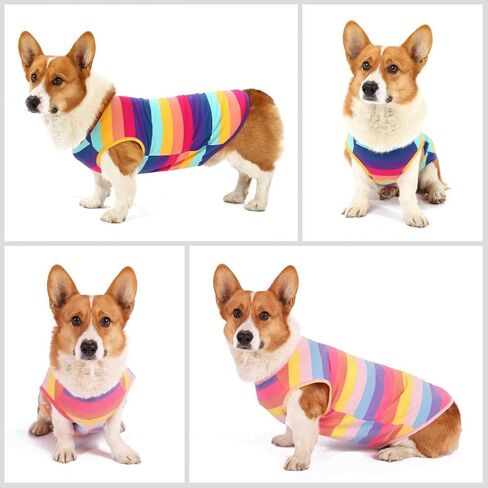 Dog Shirts Cotton Striped T-Shirts, Breathable Basic Vest for Puppy and Cat, Super Soft Stretchable Doggy Tee Tank Top Sleeveless, Fashion & Cute Color for Boys and Girls (XXL, Pink+Green) in Saudi Arabia