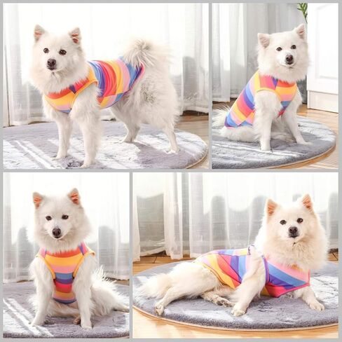 Dog Shirts Cotton Striped T-Shirts, Breathable Basic Vest for Puppy and Cat, Super Soft Stretchable Doggy Tee Tank Top Sleeveless, Fashion & Cute Color for Boys and Girls (XXL, Pink+Green) in Saudi Arabia