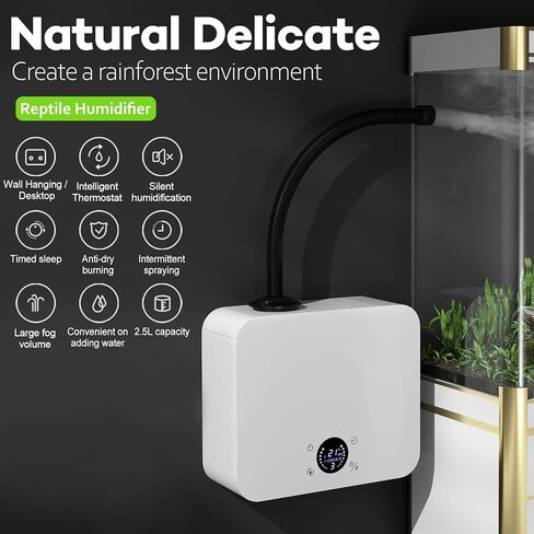 مرطب ضباب 2 في 1 للزواحف مع مؤقت ومفاصل رش 2.5 لتر، خزان تعبئة علوي للمنزل والحيوانات الاليفة، يثبت على الحائط/سطح المكتب، مناسب للزواحف والبرمائيات والنباتات الخضراء in Kuwait