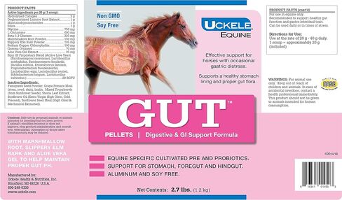 مكمل Uckle Gut Pellets للحصان - مكمل فيتامينات ومعادن للخيول من أجل الهضم الصحي - 2.7 رطل (رطل) in Kuwait