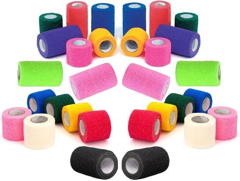 Prairie Horse Supply Vet Tape Bulk (Assorted Colors) (12 Pack) (2 Inches Wide) Vet Medical First Aid Tape Self Adhesive Adherent for Ankle Wrist Sprains and Swelling in Kuwait