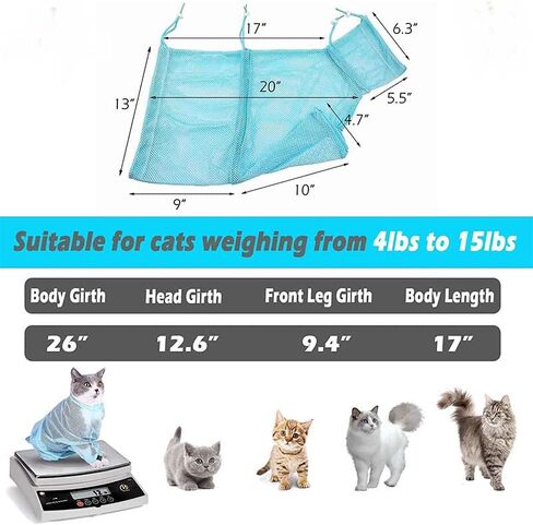 Acxico 2 Pcs Cat Grooming Bath Bag Mesh Cat Washing Bag Biting Restraint for Pet Bathing Nail Trimming in Kuwait
