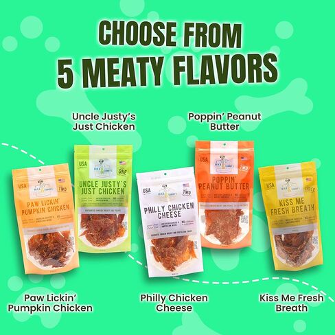 Gourmet Jerky Dog Treats - Natural Dog Treat Chicken Jerky for Dogs, Nutritious and Tasty Dog Jerky Treats Made in USA only, Cage-Free Chicken, No Additives(Mika & Sammy's Unlcle Justy's 5 oz) in Kuwait