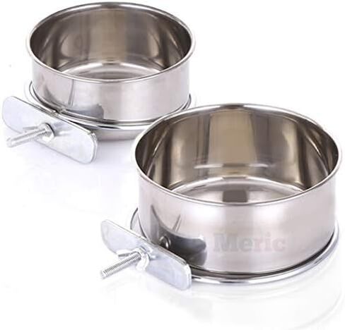 وعاء طعام للطيور من ميريك، وعاء من الفولاذ المقاوم للصدأ وحاوية مياه للببغاوات، سعة 300 مل و473 مل، سعة الحشو، قطعتين in Kuwait