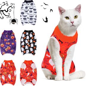 Xuniea 4 Pieces Halloween Cat Surgery Recovery Suit Cat Wound Surgical Suit After Surgery Pajamas for Halloween Cat Costumes(Small) in Kuwait