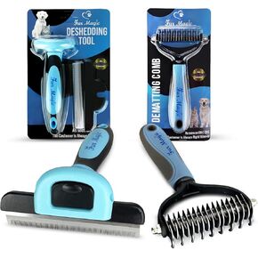 Large Deshedding Tool & Dematting Comb – Grooming Brushes for Dogs, Cats, Horses – Reduce Shedding and Remove Knots, Mats and Loose Undercoat in Kuwait
