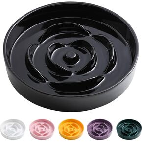 8.66 in Black Ceramic Dog Bowl Slow Feeder for Medium and Large Breed Dogs, Anti-Choking and Slowing Down Eating Time, Heavy Weighted Non-Slip Base