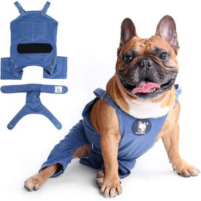 iChoue Cute Dog Diapers Suspenders for French Bulldog Frenchie Pug English Bulldog Female in Heat Cycle Yellow - Medium with 2pc Diapers