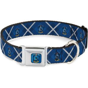 Dog Collar Seatbelt Buckle Harry Potter Ravenclaw Crest Plaid Blues Gray 9.5 to 13 Inches 1.0 Inch Wide in Saudi Arabia