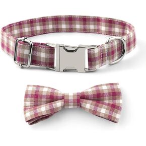 طوق كلب منقوش مع فيونكة، طوق جرو قطني قابل للتعديل، طوق كلب لطيف مع مشبك معدني للكلاب الصغيرة والمتوسطة والكبيرة (برتقالي، XS) in Kuwait