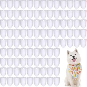 Kacctyen 100 Pcs Sublimation Blank Dog Bandanas Heat Transfer Washable Triangle Scarf DIY Sublimation PET Bandana Bib Kerchief Puppy Accessories for Dogs Cat, White(24.4 x 16.54 Inch)