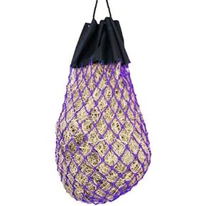 Easy-Fill Slow Feed Nylon Hay Bag with Drawstring Top Closure Purple in Saudi Arabia