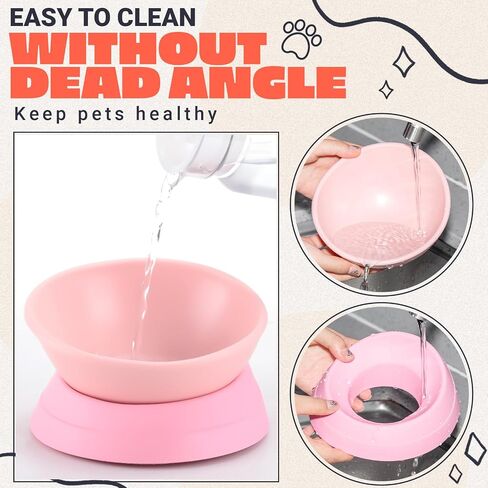 Sweetude 2 Pcs Elevated Cat Bowls, 18 oz Raised Cat Food Bowl for Food and Water Anti Slip Cat Food Dish Detachable Slanted Dog Bowl Anti Noise Tilted Pet Feeder for Small Dogs, Assorted Colors in Saudi Arabia