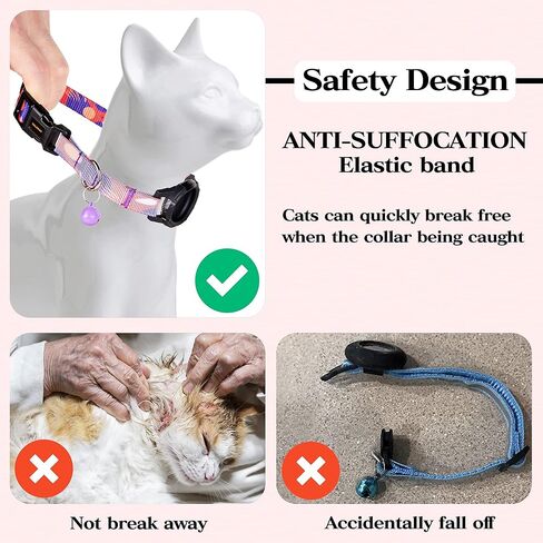 طوق القطط من JXFUKAL AirTag، طوق قطط متكامل مع حامل بطاقة Apple Air، شريط مطاطي آمن وجرس قابل للفصل مزود بنظام تحديد المواقع العالمي (GPS) للقطط للأولاد والبنات والقطط والكلاب الصغيرة in Kuwait