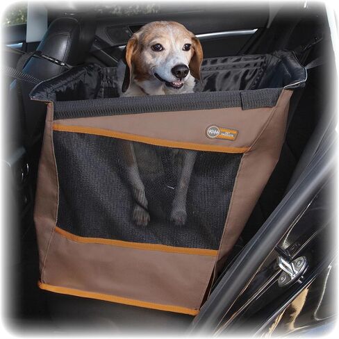 K&H PET Products مقعد سيارة للكلاب المتوسطة الحجم، نسيج مقاوم للماء مع شبكة مسامية وحزام مقعد كلب قابل للتعديل للسيارة، أرجوحة للكلاب للسيارة، غطاء مقعد سيارة للكلاب حامل الكلاب - رمادي SM/MD in Kuwait