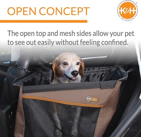K&H PET Products مقعد سيارة للكلاب المتوسطة الحجم، نسيج مقاوم للماء مع شبكة مسامية وحزام مقعد كلب قابل للتعديل للسيارة، أرجوحة للكلاب للسيارة، غطاء مقعد سيارة للكلاب حامل الكلاب - رمادي SM/MD in Kuwait