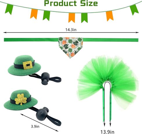Vehomy 4Pcs Saint Patrick's Day Bearded Dragon Hats Tutu Skirt Outfit Lizard Bowler Hat with Shamrock Décor Small Pet St Patrick's Day Tutu Accessories Costume for Lizard Hamster Leopard Gecko in Kuwait