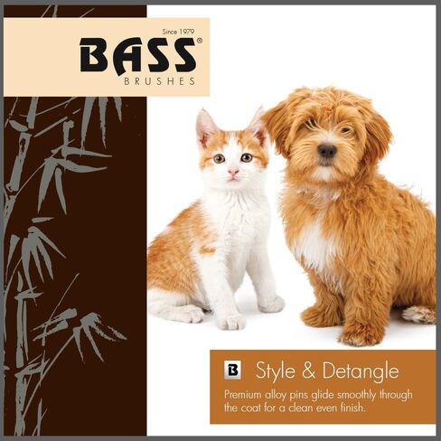 Bass Brushes | The Green Brush | Style & Detangle Pet Brush | 100% Bamboo Pin | Pure Bamboo Handle | Semi "S" Style | Striped Finish | Model 19P in Saudi Arabia
