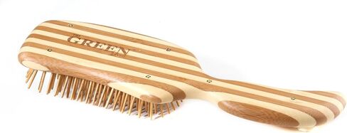 Bass Brushes | The Green Brush | Style & Detangle Pet Brush | 100% Bamboo Pin | Pure Bamboo Handle | Semi "S" Style | Striped Finish | Model 19P in Saudi Arabia