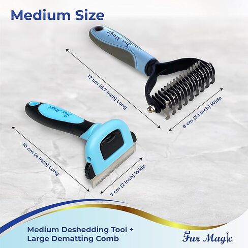 Large Deshedding Tool & Dematting Comb – Grooming Brushes for Dogs, Cats, Horses – Reduce Shedding and Remove Knots, Mats and Loose Undercoat in Kuwait