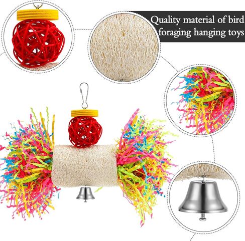 6 Pieces Parrot Cage Shredding Toy Bird Chewing Toys Foraging Hanging Toy Bird Loofah Toys with Bird Perch Stand Toy Blue Paw Grinding Stick for Small Bird Parakeets Cockatiel Conure African Grey in Saudi Arabia
