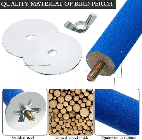 6 Pieces Parrot Cage Shredding Toy Bird Chewing Toys Foraging Hanging Toy Bird Loofah Toys with Bird Perch Stand Toy Blue Paw Grinding Stick for Small Bird Parakeets Cockatiel Conure African Grey in Saudi Arabia