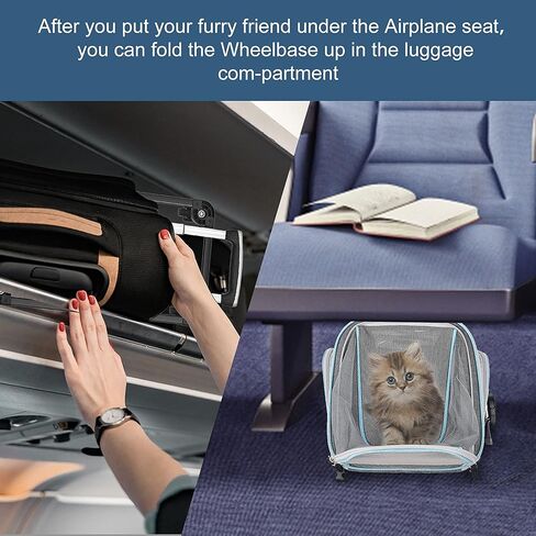 Ahfqx 20"*11.8"*11" Airline Approved Dog Carrier，Cat Carrier，3 Sided Expandable Rolling Carrier，Expandable Premium Pet Carrier on Wheels-Designed for Dogs & Cats- Extra Spacious Soft Lined Carrier! in Kuwait