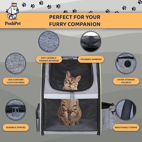 PoshPet Dog Backpack - Dog Carrier Backpack with Foodbowl & Waste Dispenser Bag - Backpack for Dogs - Small & Medium Pet Backpack - Expandable Design in Kuwait