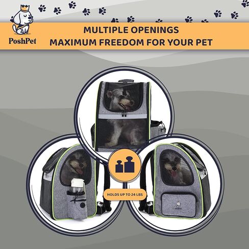 PoshPet Dog Backpack - Dog Carrier Backpack with Foodbowl & Waste Dispenser Bag - Backpack for Dogs - Small & Medium Pet Backpack - Expandable Design in Kuwait