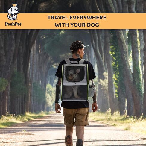PoshPet Dog Backpack - Dog Carrier Backpack with Foodbowl & Waste Dispenser Bag - Backpack for Dogs - Small & Medium Pet Backpack - Expandable Design in Kuwait
