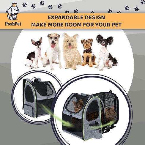 PoshPet Dog Backpack - Dog Carrier Backpack with Foodbowl & Waste Dispenser Bag - Backpack for Dogs - Small & Medium Pet Backpack - Expandable Design in Kuwait