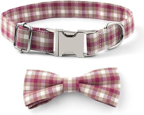 طوق كلب منقوش مع فيونكة، طوق جرو قطني قابل للتعديل، طوق كلب لطيف مع مشبك معدني للكلاب الصغيرة والمتوسطة والكبيرة (برتقالي، XS) in Kuwait