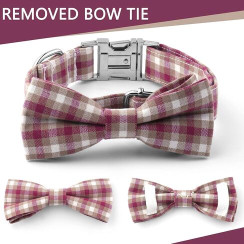 طوق كلب منقوش مع فيونكة، طوق جرو قطني قابل للتعديل، طوق كلب لطيف مع مشبك معدني للكلاب الصغيرة والمتوسطة والكبيرة (برتقالي، XS) in Kuwait