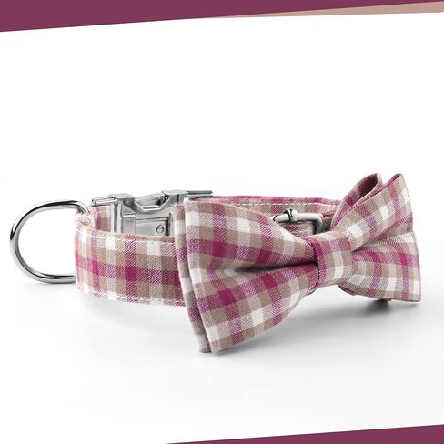 طوق كلب منقوش مع فيونكة، طوق جرو قطني قابل للتعديل، طوق كلب لطيف مع مشبك معدني للكلاب الصغيرة والمتوسطة والكبيرة (برتقالي، XS) in Kuwait