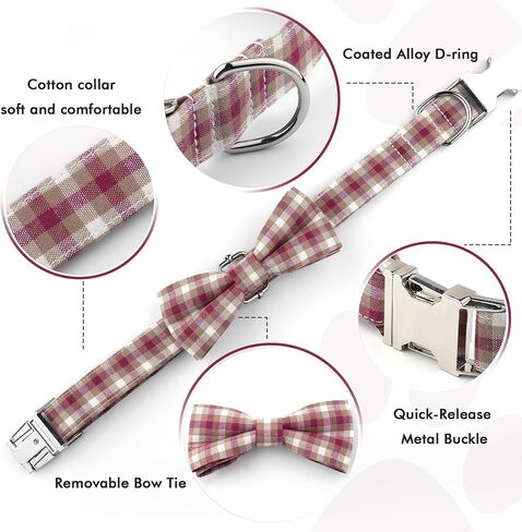 طوق كلب منقوش مع فيونكة، طوق جرو قطني قابل للتعديل، طوق كلب لطيف مع مشبك معدني للكلاب الصغيرة والمتوسطة والكبيرة (برتقالي، XS) in Kuwait