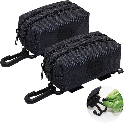 COMSUN الحيوانات الأليفة كيس النفايات موزع مزدوج انغلق الحقيبة المحمولة الكلب أنبوب حقيبة حامل 2 جهاز كمبيوتر شخصى أكبر سعة أنبوب حقيبة موزع مع هوك للمقود، رمادي داكن in Kuwait