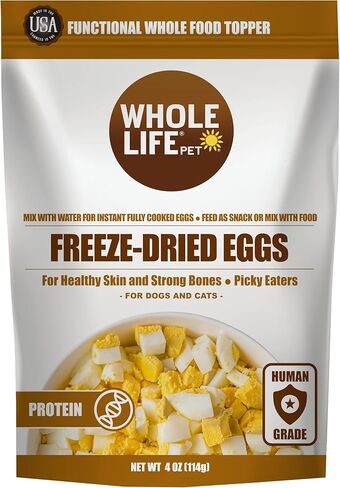 Whole Life Pet Freeze Dried Diced Eggs for Dogs and Cats. Fully Cooked Just Add Water. Healthy Skin, Strong Bones, Picky Eaters. Human Grade Quality in Kuwait