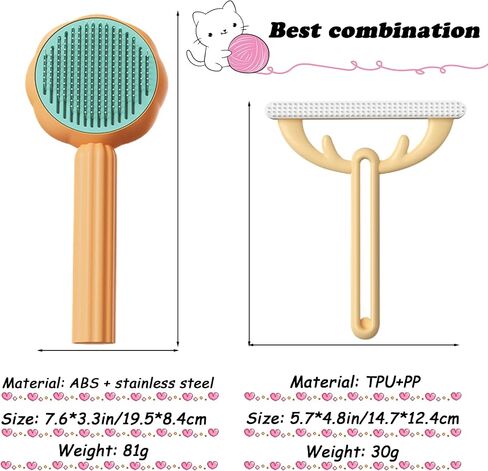 7.6in Pumpkin Pet Brush Cat, 2Pcs Creative Comfortable Self Cleaning Slicker Brush, Cat Brush for Shedding and Grooming Self Cleaning (Green) in Kuwait
