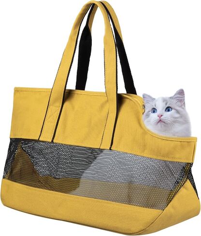 Pet Carrier Bags, Small Dog Carrier Portable Breathable Washable Easy Storage Pet Soft-Sided Carriers for Subway, Shopping, Hiking, Traveling-Yellow in Saudi Arabia