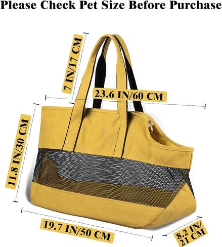Pet Carrier Bags, Small Dog Carrier Portable Breathable Washable Easy Storage Pet Soft-Sided Carriers for Subway, Shopping, Hiking, Traveling-Yellow in Saudi Arabia
