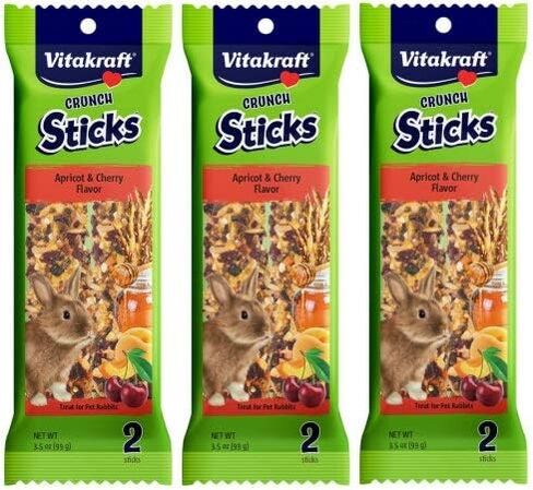 Vitakraft 6 Pack of Crunch Sticks Treats, Apricot and Cherry Flavor, for Pet Rabbits in Saudi Arabia