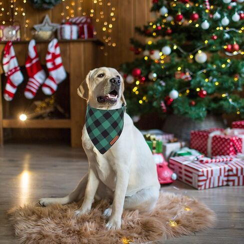 ADOGGYGO Christmas Dog Bandanas 2 Pack, Premium Cotton Fabric, Multiple Sizes Offered, Red Green Plaid Bandanas for Medium Large Dogs (Large, Xmas) in Saudi Arabia